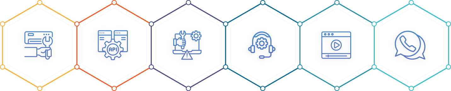 Dedicated Technical Support: installation guidance, API integration help, technical troubleshooting, ongoing support, YouTube guides, and WhatsApp support